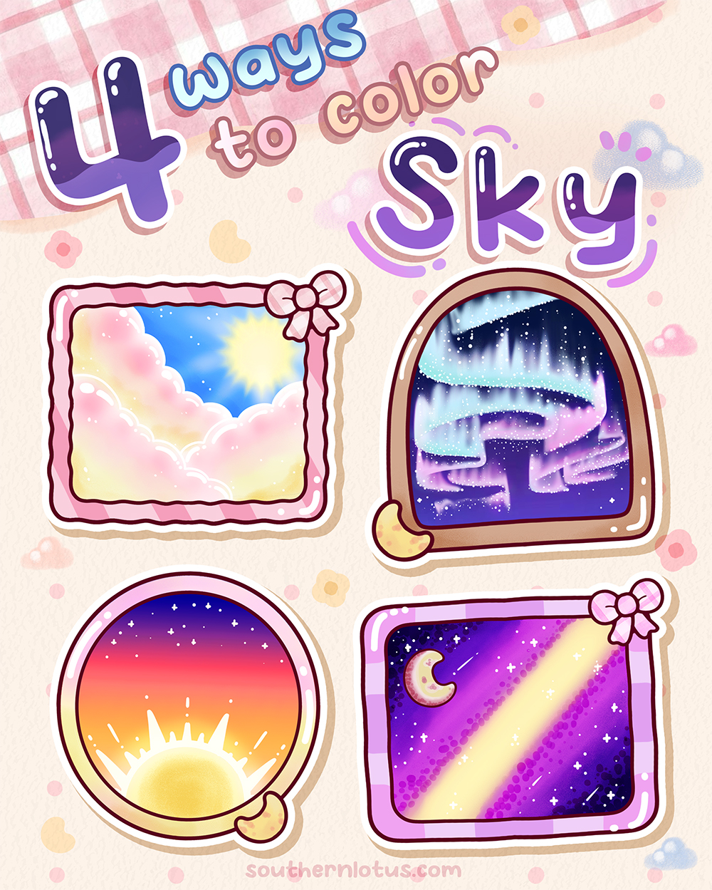 How To Draw Sky: 4 Easy Sky Background Styles For Cozy Coloring Pages